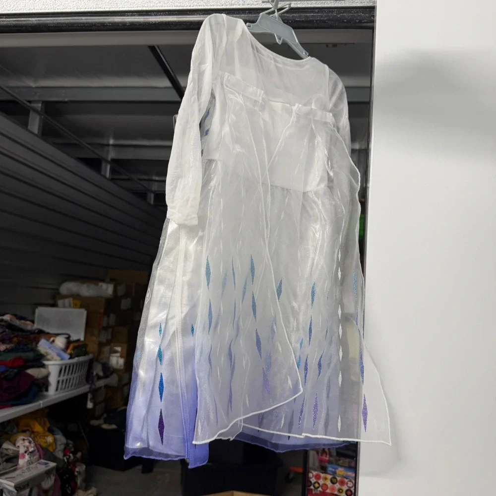 Disney Elsa Costume Kids Size 3 White Purple Frozen Dress and Leggings Set